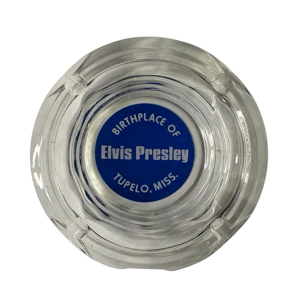 Vintage Birthplace Of ELVIS PRESLEY Tupelo Mississippi Glass Ashtray